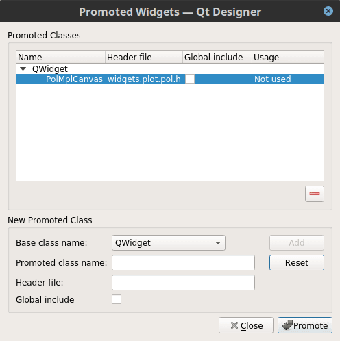 Specifying how to promote a widget to ``PolMplCanvas`` (2/2)